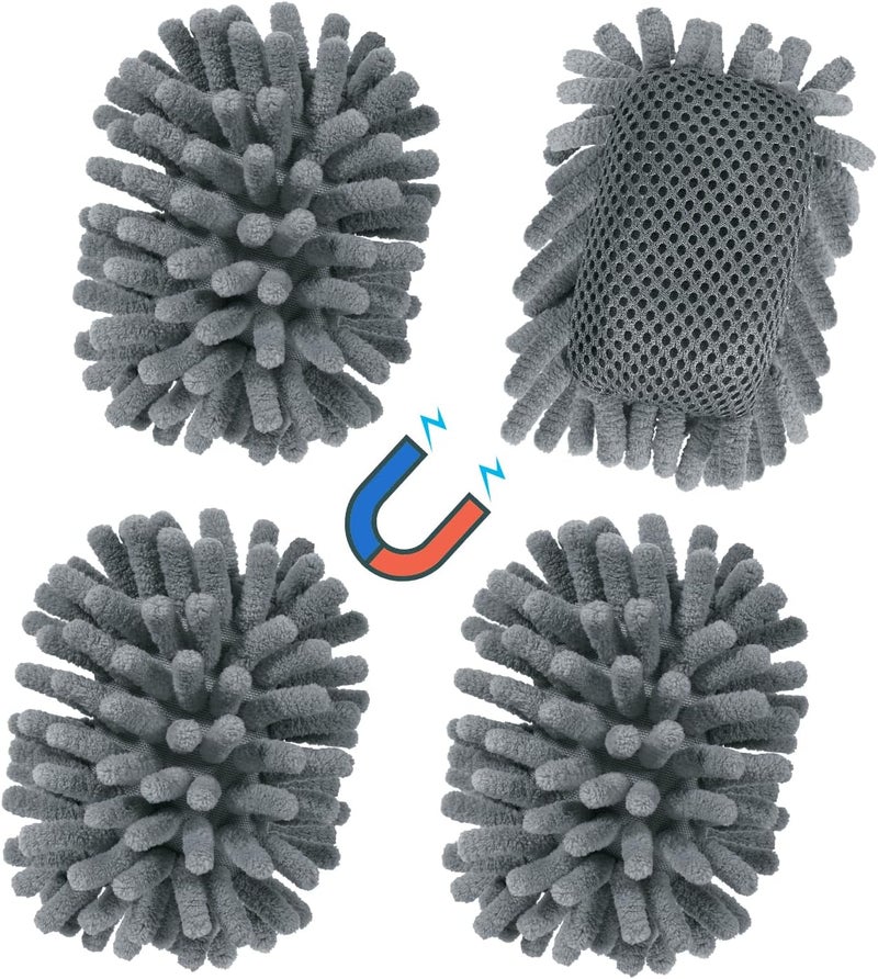 SITHON 4 Pieces Magnetic Microfiber Shag Whiteboard Eraser, Washable Microfiber Shag Dry Erase Board Eraser for Markers, Chalk, Home and Office (Gray) - Image 1